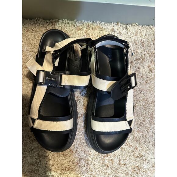Desigual Chunky Platform Sandals Beige and Black Strappy Buckle Women’s 9 - Picture 5 of 10